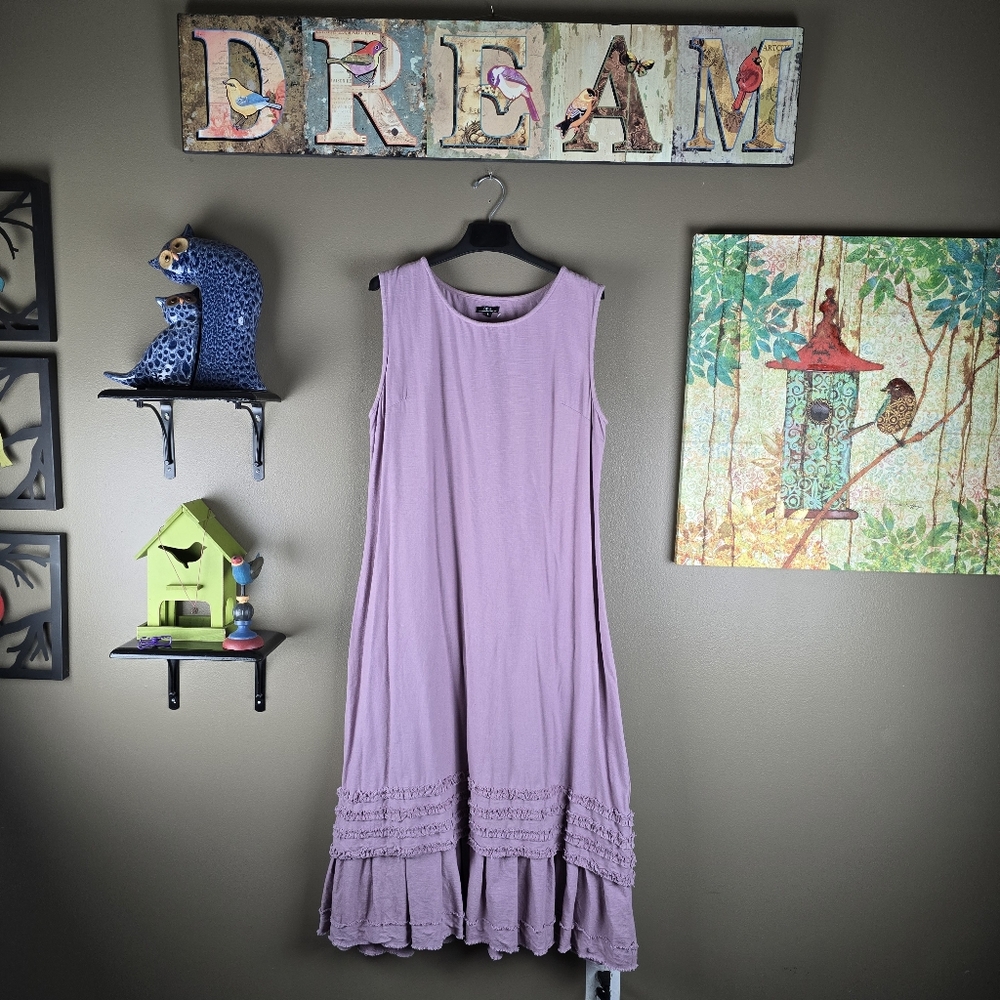 Apu A People United Mauve Sleeveless Boho Shabby Chic Maxi Dress Large